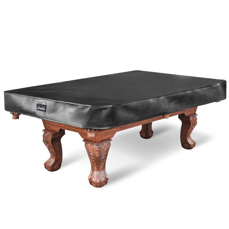 Shieldo Heavy Duty Leatherette Billiard Pool Table Cover,Waterproof&Tearproof Cover for Pool Table,7/8/9 Foot Fitted(8FT/Balck) - Image 1